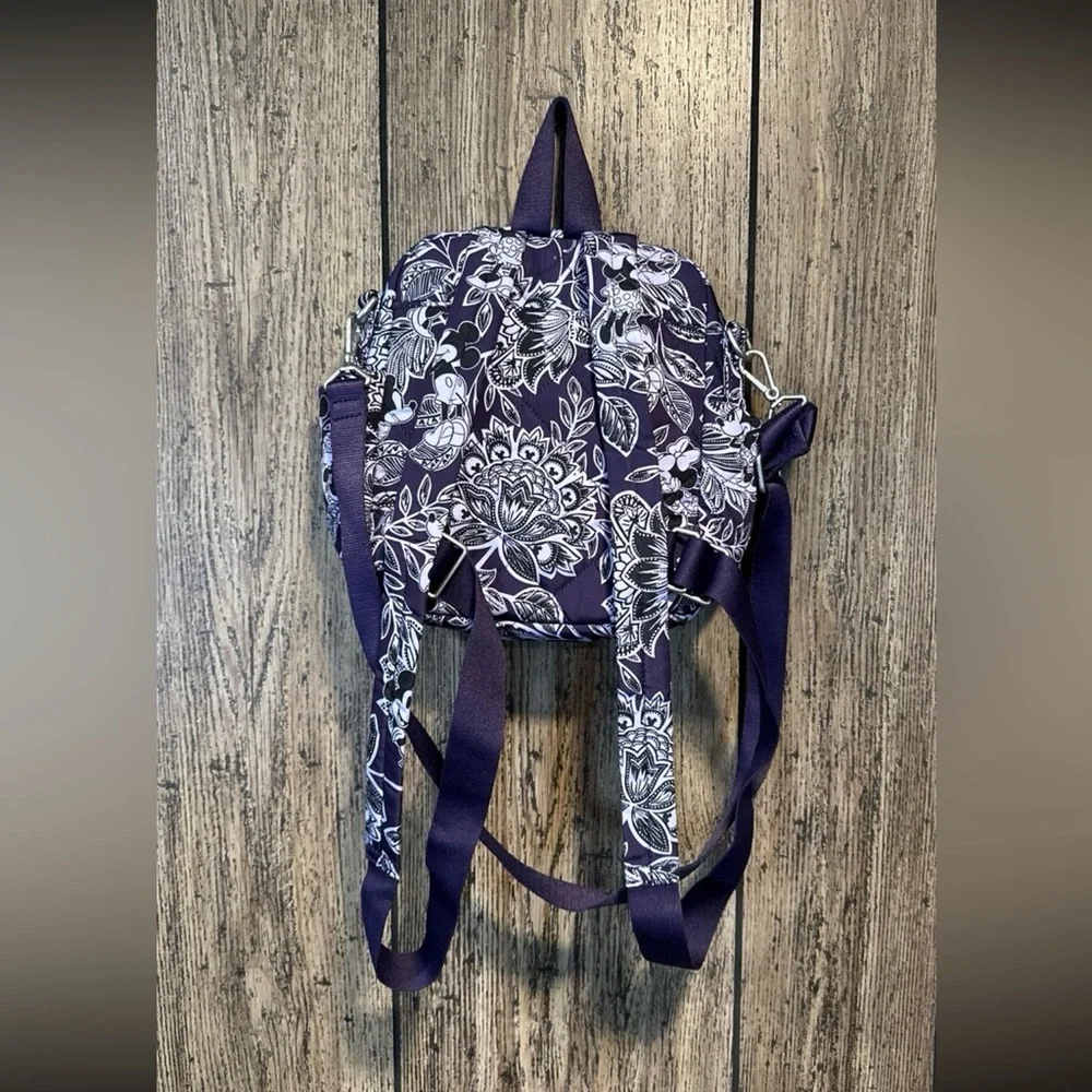 Vera Bradley Convertible Small Backpack Mickey & Minnie’s Flirty Floral Tonal